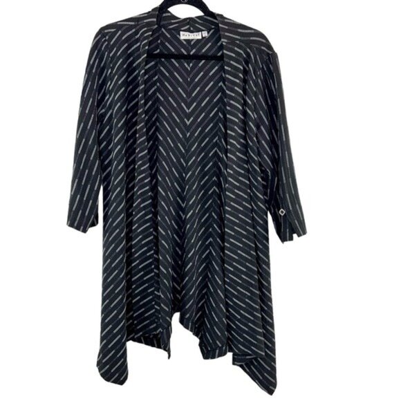 Habitat Open Front Cardigan in Black and White Stripe Cover Me Jacket - Picture 1 of 4